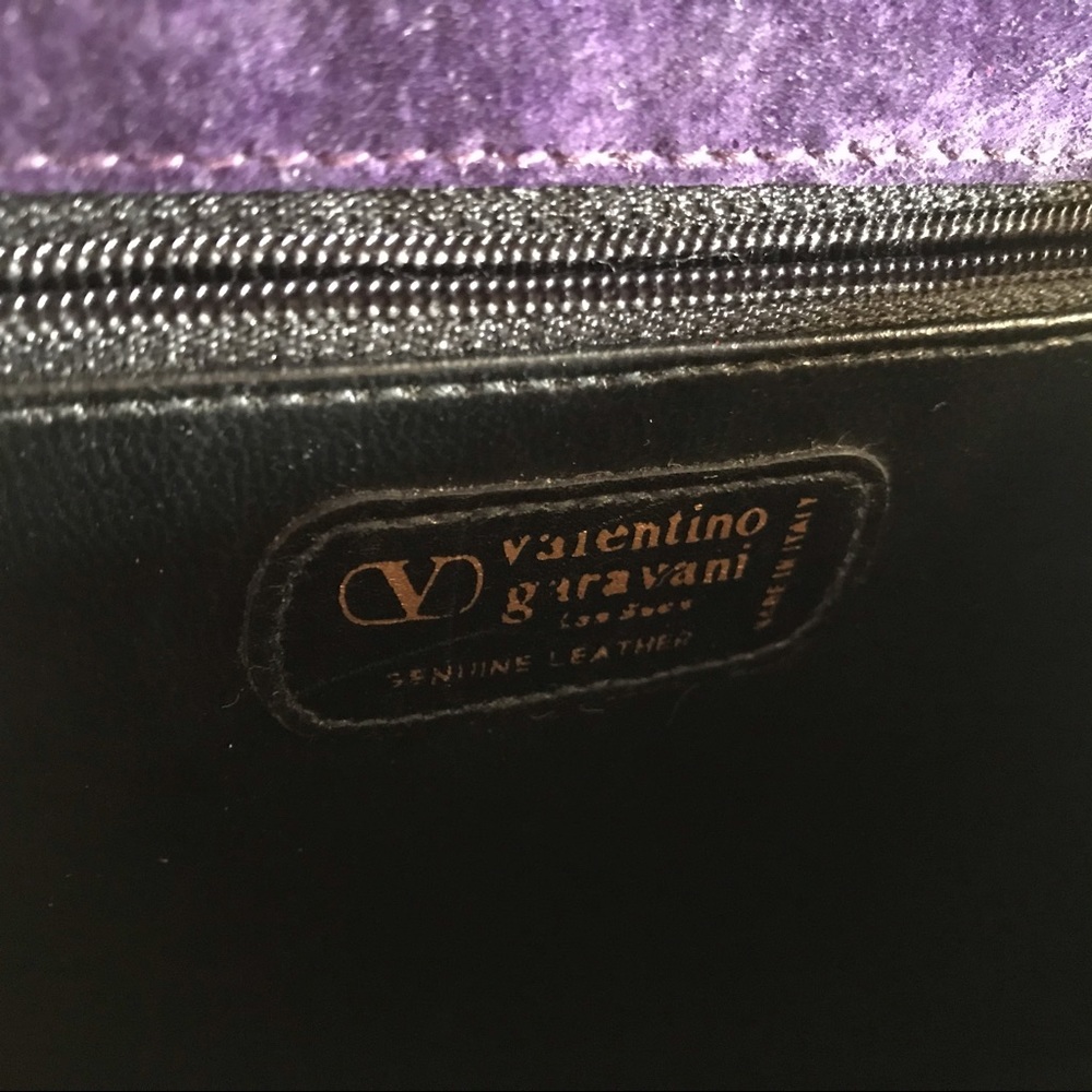 Valentino Purple Suede Chain Link Purse - Picture 6 of 14